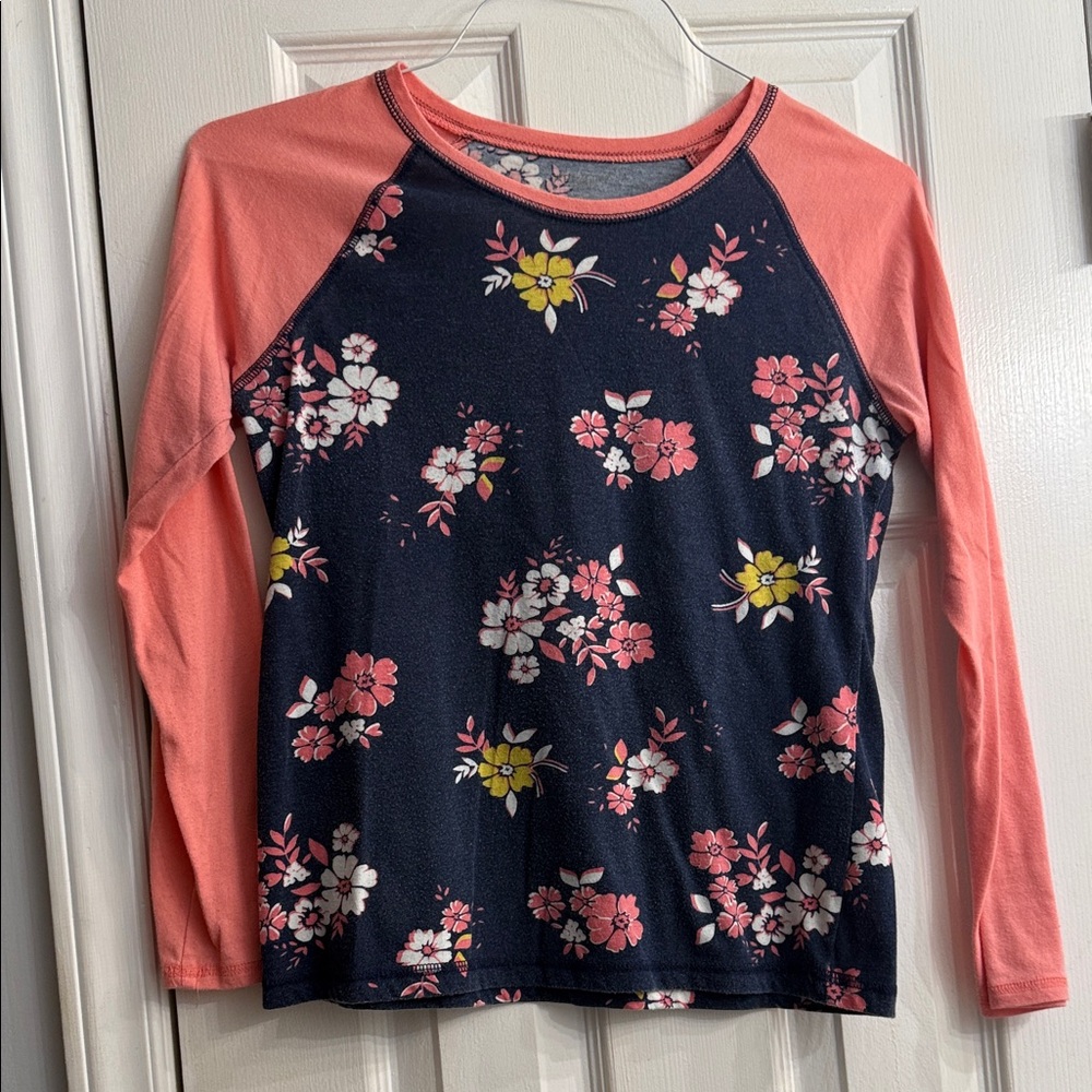 Arizona Jean Company Floral Long Sleeve Tee - Coral and Navy size XL(16)